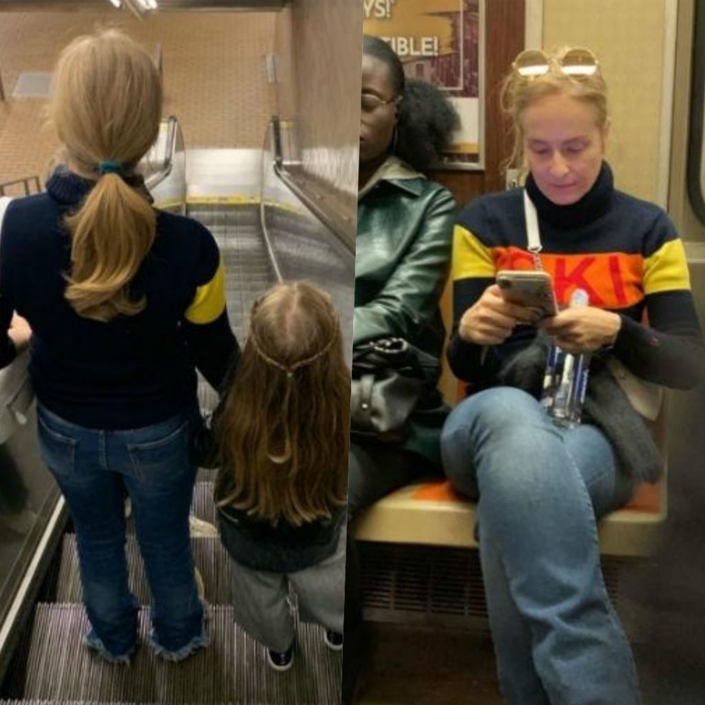 Angélica e a filha Eva foram flagradas andando de metrô em Nova York (Foto UOL)