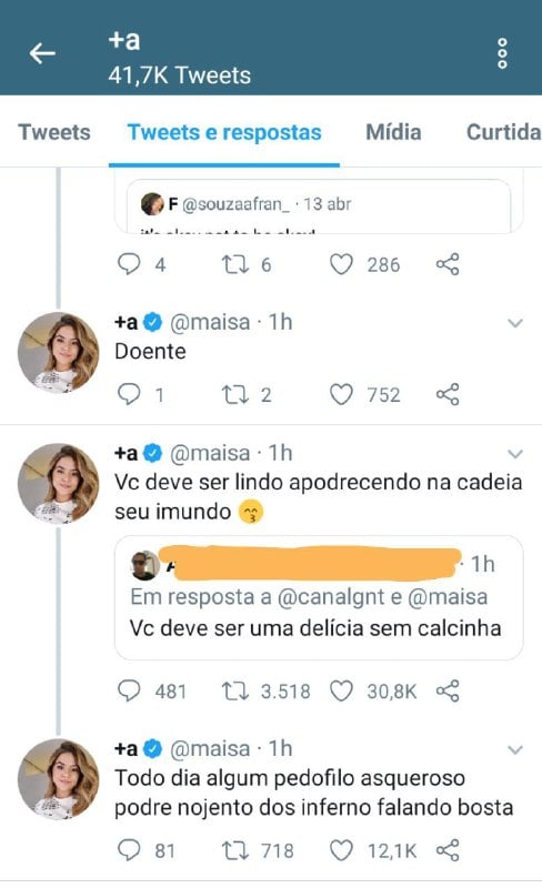 Maisa Silva voltou a ser vítima do crime de pedofilia e se revoltou 