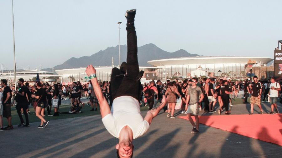 Diego Hypólito faz acrobacia no Rock in Rio 2019 (Foto: Reprodução)