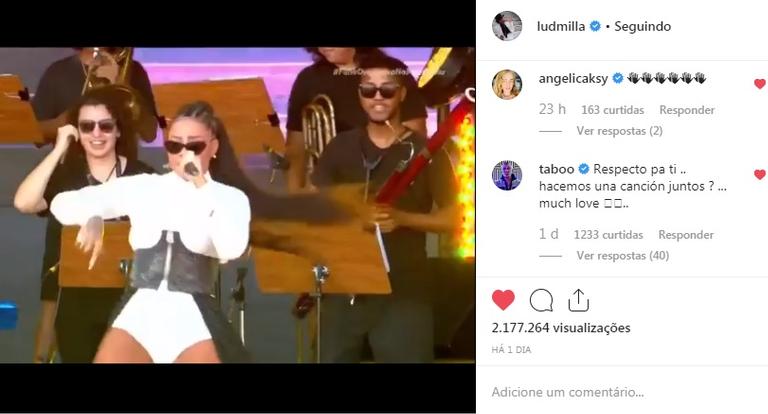 Comentário de Taboo na publicação de Ludmilla (Foto: Reprodução)