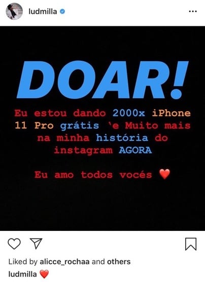 Ludmilla foi vítima de hackers e teve sua conta do Instagram invadida. Foto: Reprodução Jogo rápido