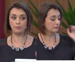 Catia Fonseca se emocionou muito ao vivo no Melhor da Tarde da Band (Foto reprodução)