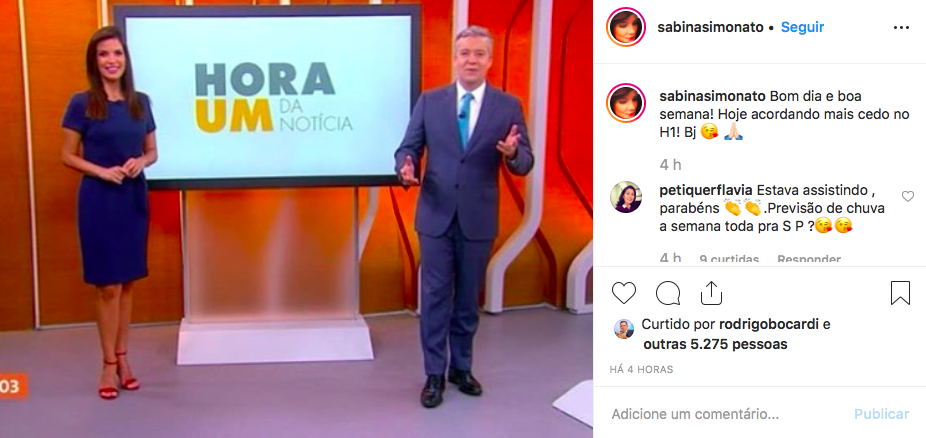 Sabina Simonato, Globo, Hora 1