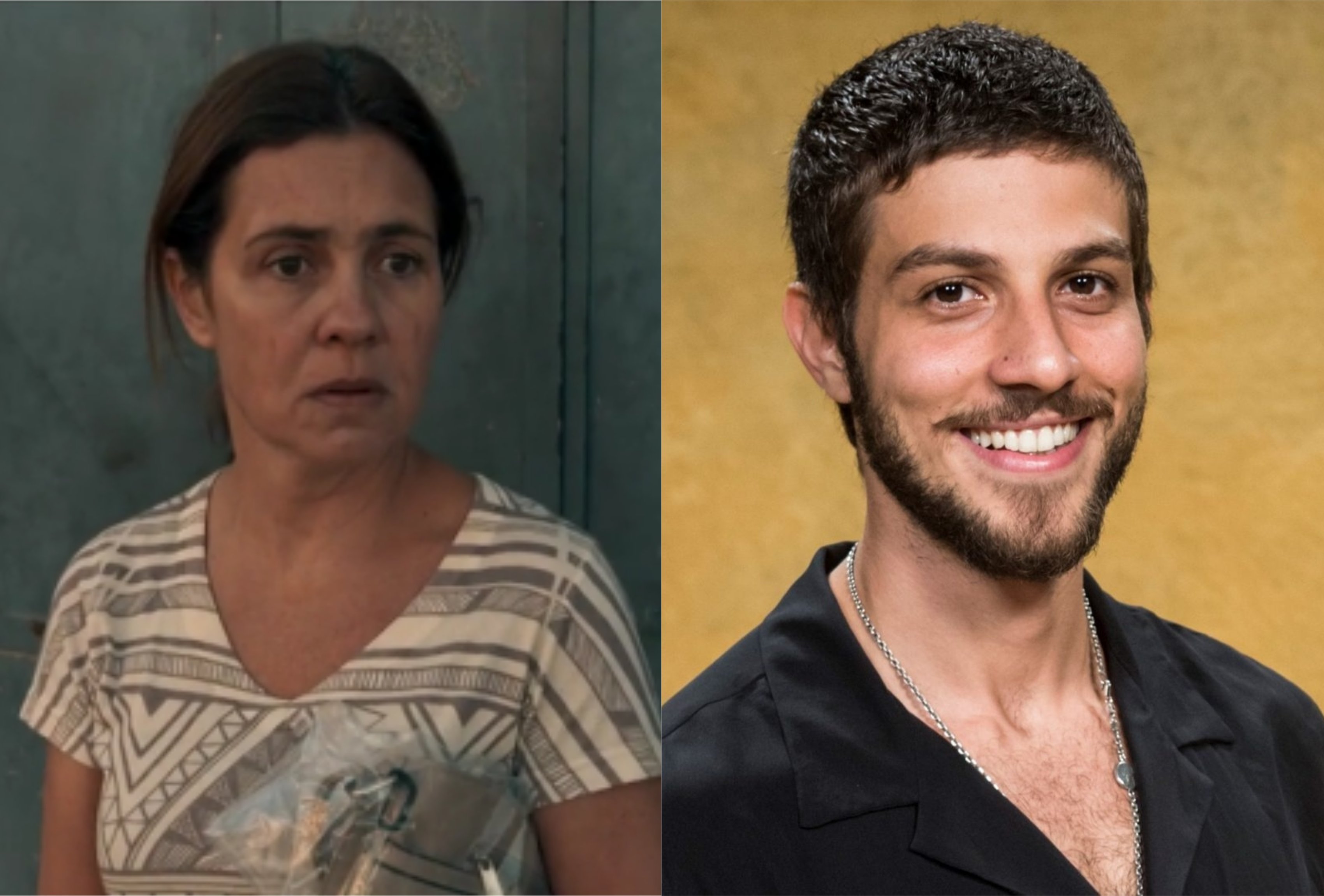 Adriana Esteves e Chay Suede estão em Amor de Mãe da Globo (Montagem: TV Foco)