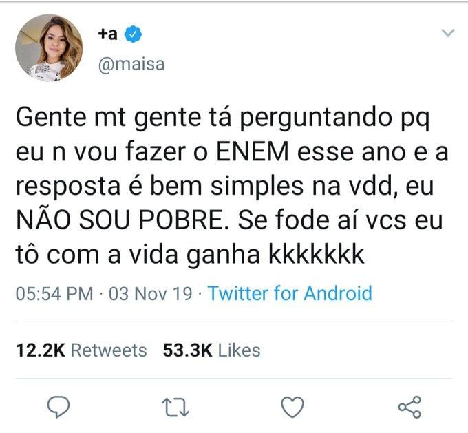 Maisa Silva em imagem falsa sobre o ENEM (Foto: Reprodução/Twitter)