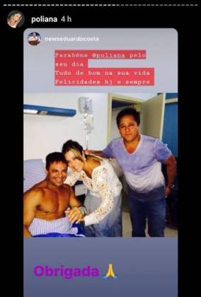 Eduardo Costa surge em hospital ao lado de Poliana Rocha e o esposo Leonardo, a foto foi tirada em 2013 (Imagem: Instagram)