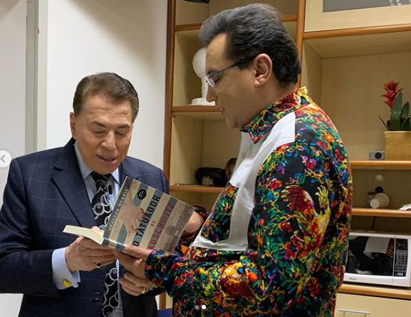 Geraldo Luís e Silvio Santos se encontraram neste sábado (23 no SBT (Foto: Reprodução)