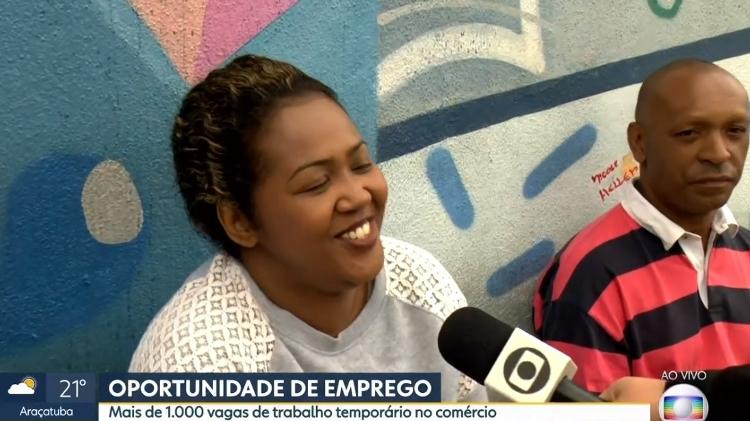 Jéssica foi entrevistada por repórter no Bom Dia SP e chamou a atenção pela sua simpatia (Foto: Reprodução/Globo)