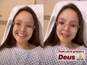 Larissa Manoela faz primeira aparição após cirurgia nesta terça (Foto: Reprodução)