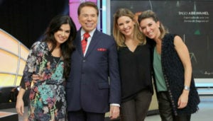 Silvio Santos e as filhas, Renata Abravanel, Daniela e Rebeca (Foto: Reprodução/SBT)