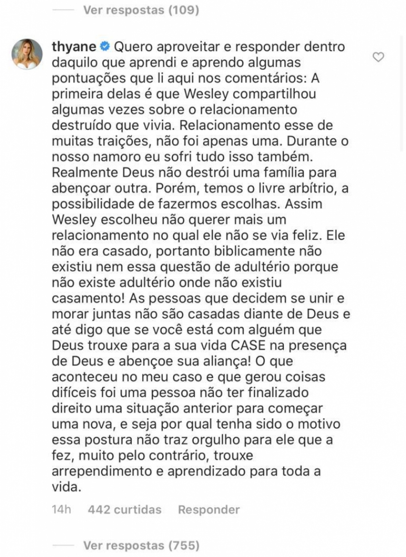 Thyane Dantas falou sobre a separação de wesley Safadão e Mileide Mihaile (Foto: Reprodução/ Instagram)