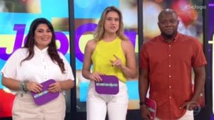 Fabiana Karla, Fernanda Gentil e Érico Brás no comando do Se Joga, que foi líder de audiência (Foto: Reprodução/Globo)