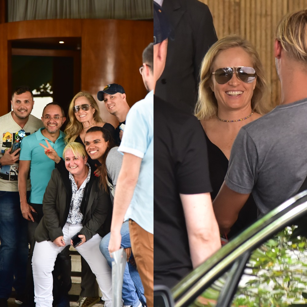 Angélica com seus admiradores na porta de um hotel em São Paulo (Foto: Marcelo Sá Barretto/AgNews)