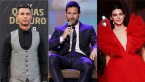 Com Cristiano Ronaldo, Lionel Messi e Kendal Jenner liderando, lista dos famosos que mais faturaram com publicidade em 2019 é divulgada (Foto: Reprodução)