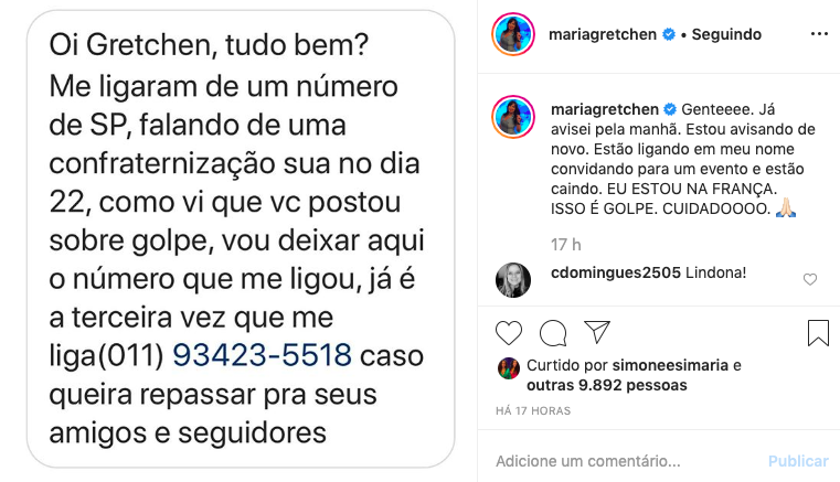 Cantora desmente golpe envolvendo seu nome e alerta amigos e fãs. Foto: Reproduçã