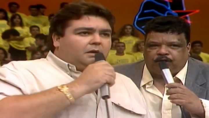 Tim Maia no Domingão do Faustão, da Globo, em 1989. (Foto: Reprodução)