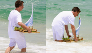 Luciano Huck levando oferenda (Foto: AgNews/Montagem TV Foco(