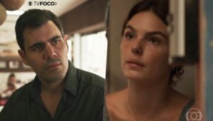 Magno (Juliano Cazarré) e Betina (Isis Valverde) serão colocados contra a parede em Amor de Mãe (Foto: Reprodução/Globo/Montagem TV Foco)