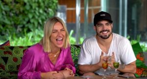 Caio Castro e Giovanna Ewbank se enfrentaram no torta na cara (Foto: Reprodução)