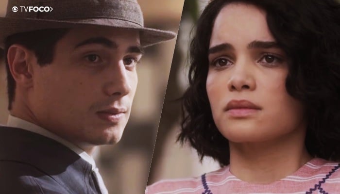 Carlos (Danilo Mesquita) e Inês (Carol Macedo) em Éramos Seis (Foto: Reprodução/Globo/Montagem TV Foco)