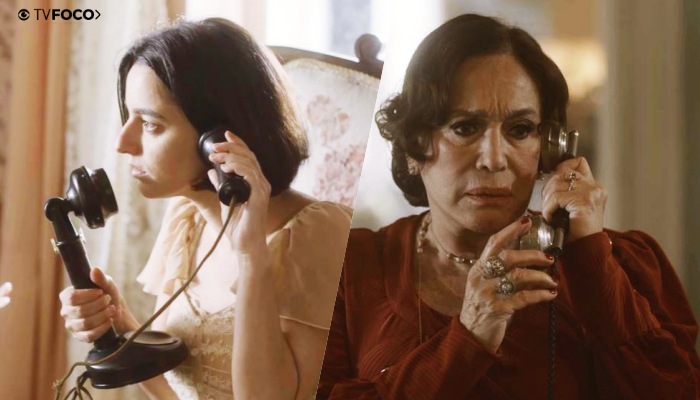 Emília recebe banho de água fria na novela Éramos Seis da Globo