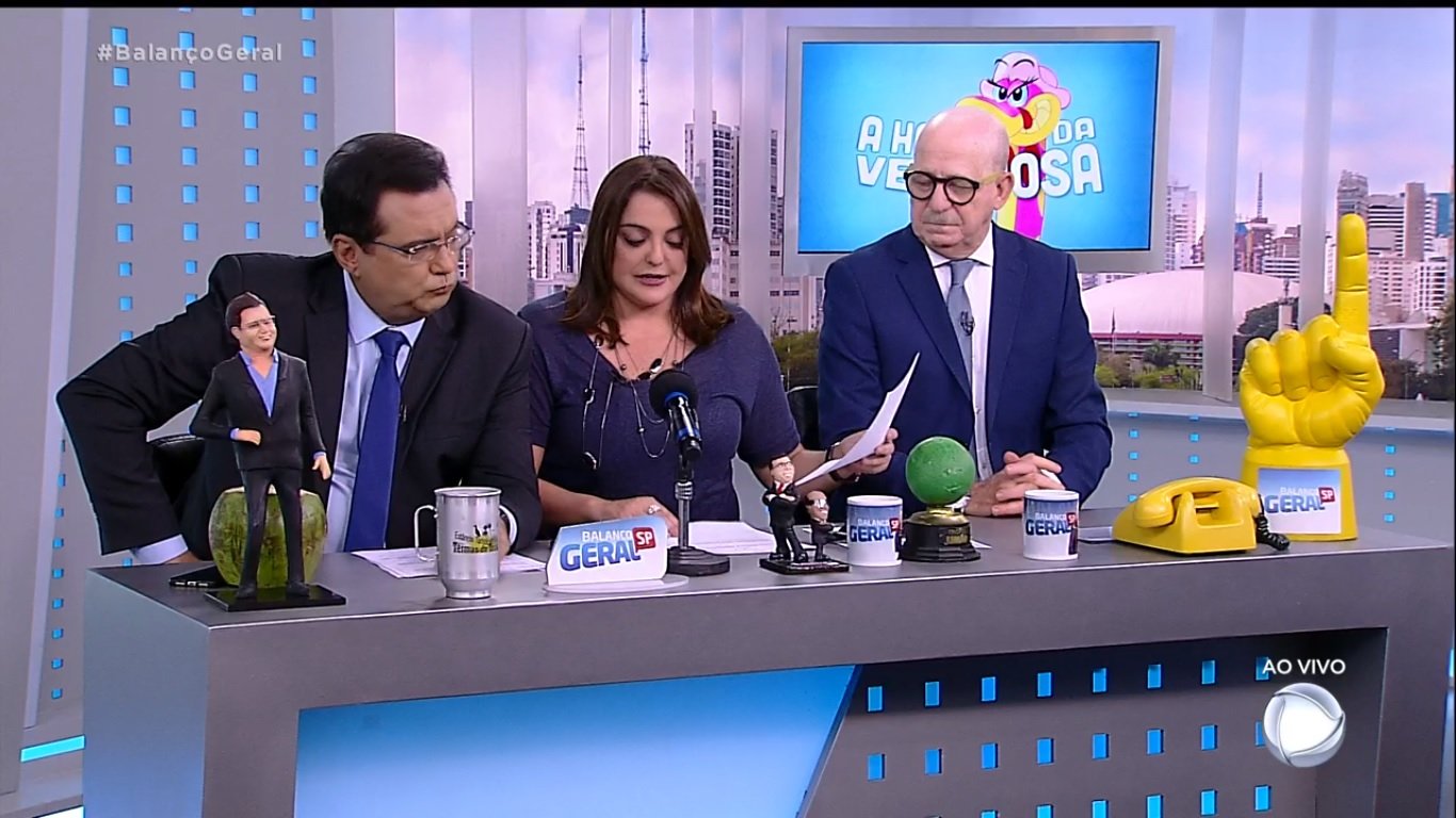 Hora da Venenosa da Record com, Geraldo Luís,Fabíola Reipert e Lomardi (Imagem: Divulgação)