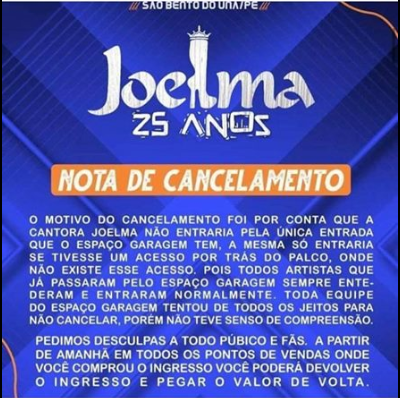 Após Joelma cancelar o show, produtora de eventos dá sua versão e contraria a cantora (Foto: Reprodução)Após Joelma cancelar o show, produtora de eventos dá sua versão e contraria a cantora (Foto: Reprodução)