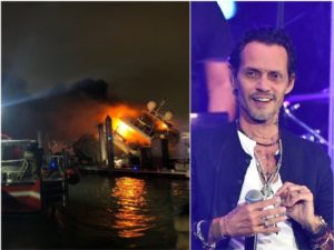 Iate de Marc Anthony, ex companheiro de Jennifer Lopez, pega fogo e fica totalmente destruído (Foto: Reprodução) de