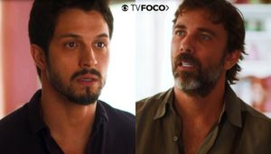 Marcos fica indignado com ex de sua namorada em Bom Sucesso (Foto: Montagem/TV Foco)