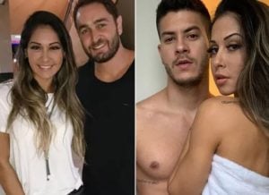 Mayra Cardi com o ex-marido, Greto Guariz, e o atual, Arthur Aguiar (Foto: Reprodução/Instagram)