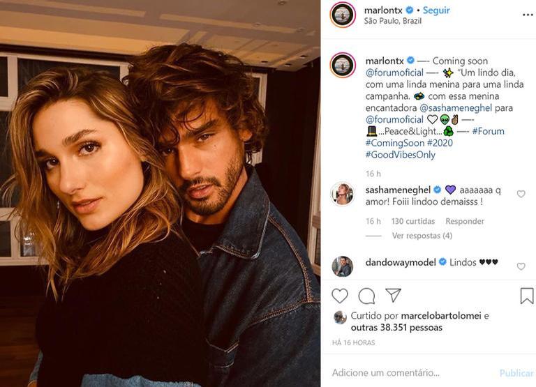 Sasha Meneghel surpreende internautas com clique ao lado de Marlon Teixeira. (Divulgação/Instagram)