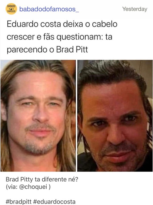 Eduardo Costa é comparado a Brad Pitt (Foto: reprodução)