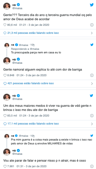 Maísa desabafa sobre preocupação com guerra. Foto: Reprodução