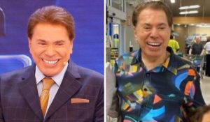 O apresentador e dono do SBT, Silvio Santos, foi flagrado tirando foto com fãs nos Estados Unidos e o seu look mega exagerado chamou a atenção dos internautas - Montagem: TV Foco