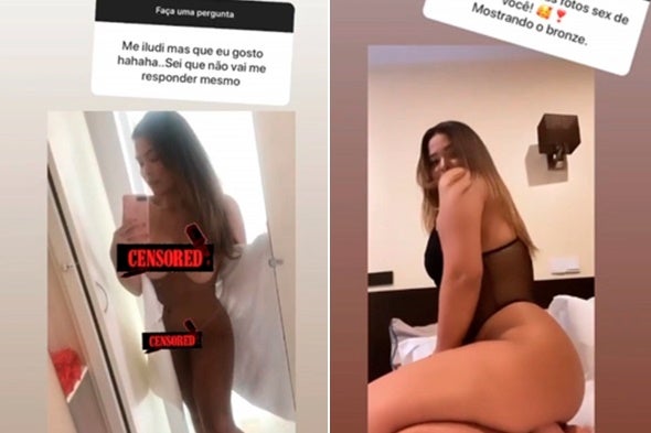 Geisy Arruda publicou fotos provocantes ao interagir com seguidores (Imagem: Montagem)