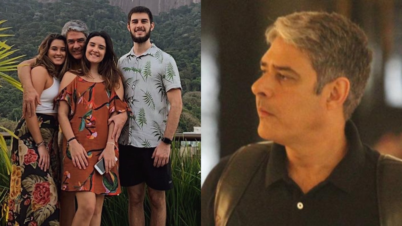 William Bonner e os filhos, Bia, Laura e Vinícius Bonemer (Foto: Rodrigo Adão/AgNews/Instagram/Montagem TV Foco)