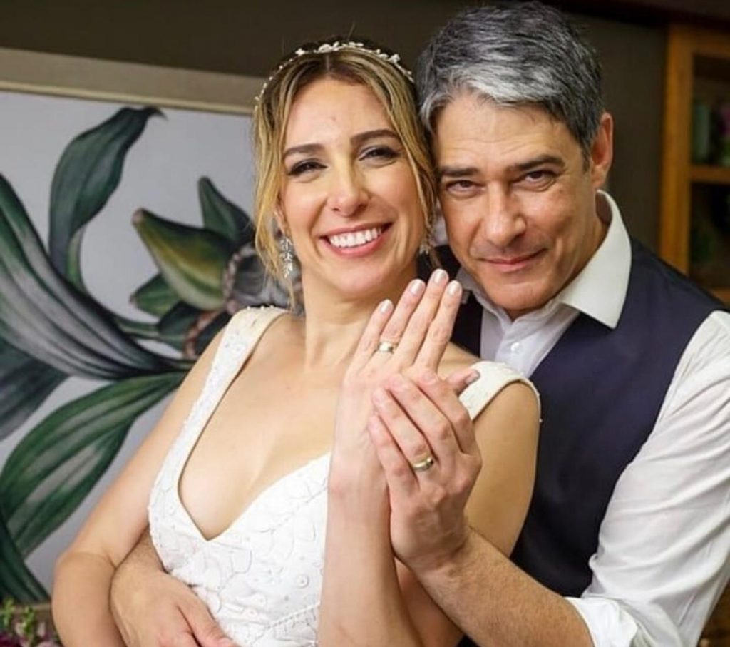 Perfil na internet divulgou clique raro do casamento de William Bonner e Natasha Dantas (Reprodução)