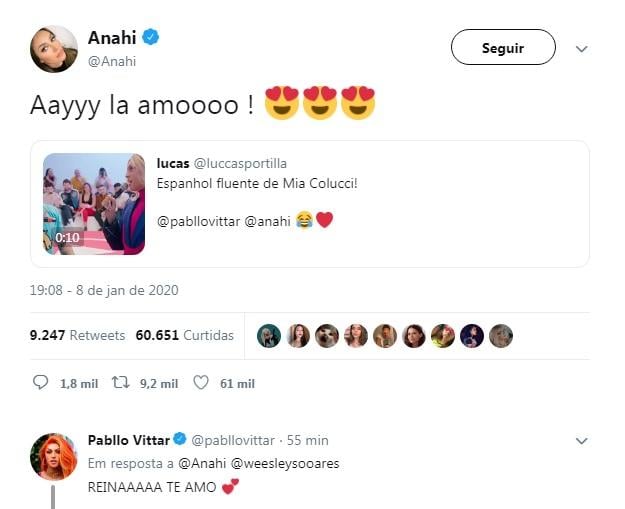 Pabllo Vittar faz declaração para Anahi e cantora responde (Foto: Reprodução)