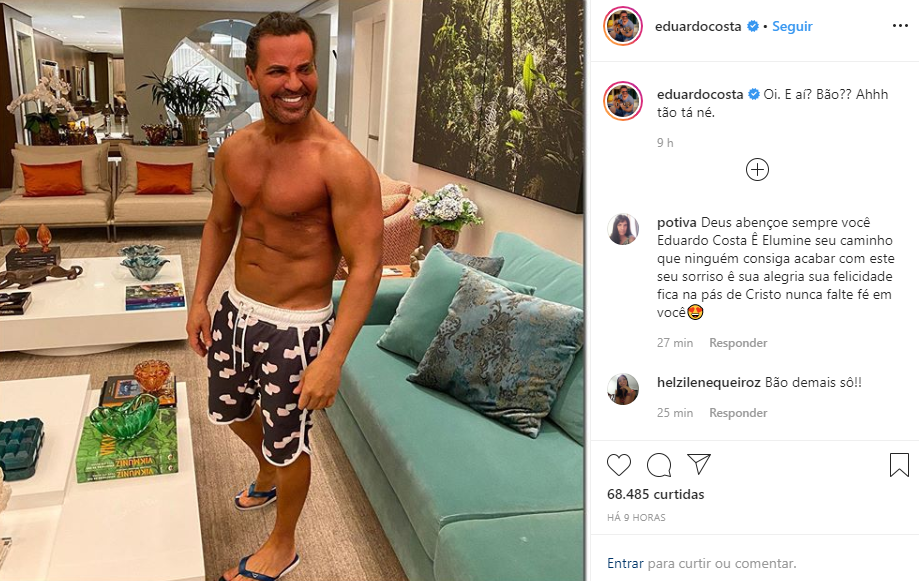 Eduardo Costa ignorou as polêmicas e surgiu ostentando o corpão nas redes sociais (Foto: Reprodução/ Instagram)