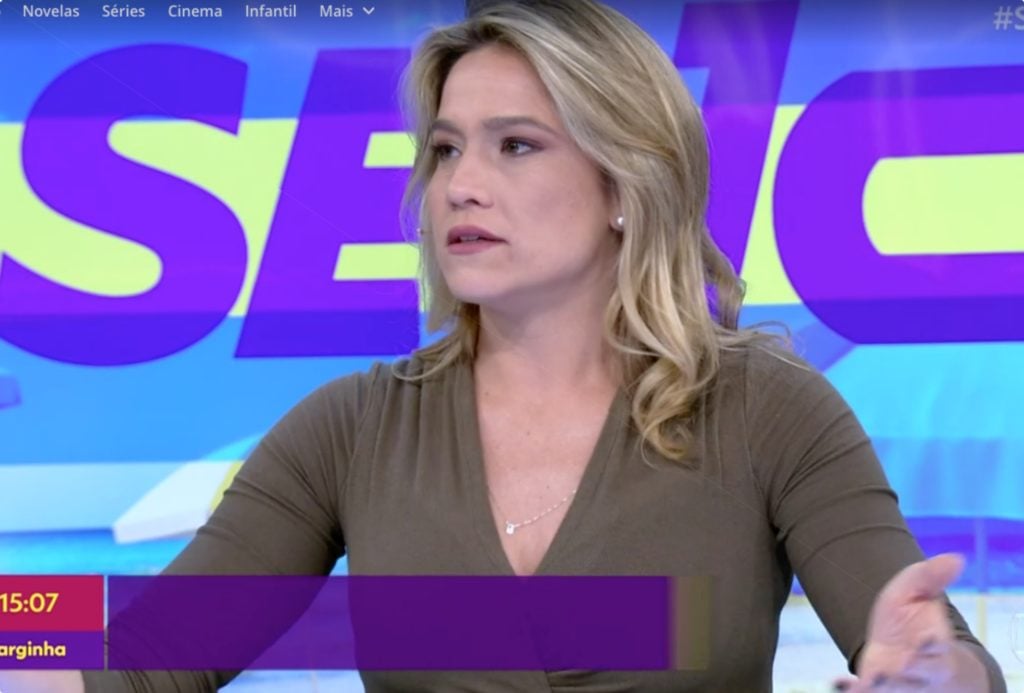 Fernanda Gentil foi pega desprevenida no Se joga e deixou atitude transparecer ao vivo (Foto reprodução)