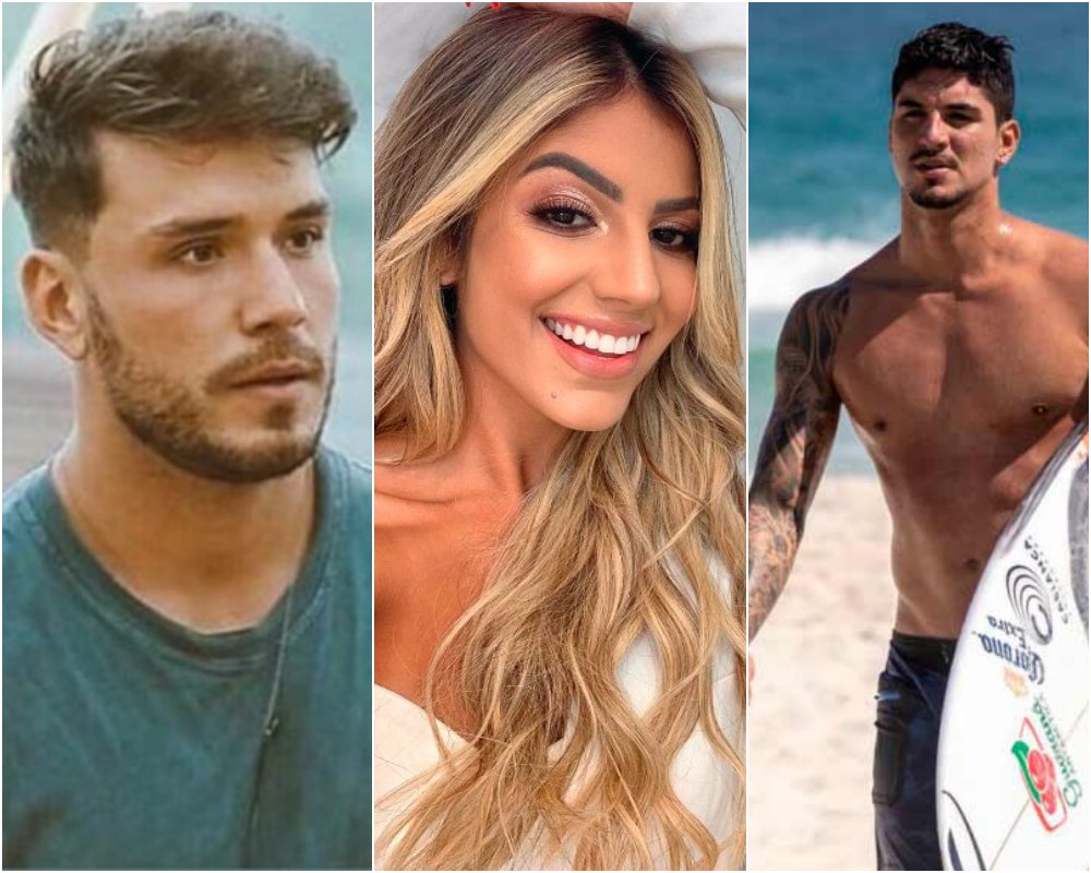 Hariany Almeida dá o toco em Lucas Viana e beija Gabriel Medina. Foto: Reprodução