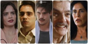 Inês, Carlos, Alfredo, Afonso e Lola personagens de Éramos Seis da Globo (Foto: Montagem/TV Foco)