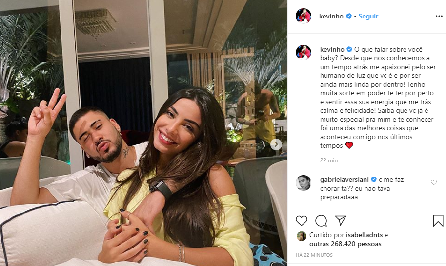 Kevinho assumiu o romance com Gabriela Versiani (Foto: Reprodução/ Instagram)