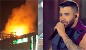 Palco com show de Gusttavo Lima teve princípio de incêndio (Reprodução)