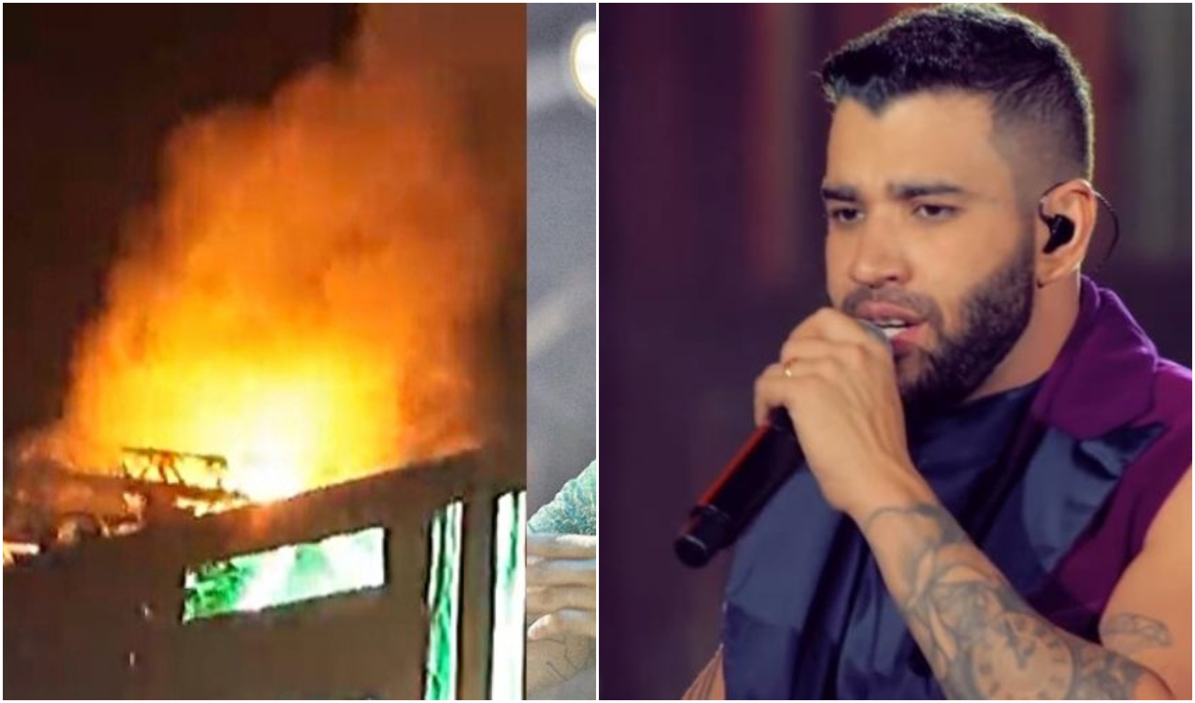 Palco com show de Gusttavo Lima teve princípio de incêndio (Reprodução)