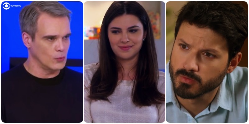 Pendleton, Luisa e Marcelo na novela As Aventuras de Poliana 