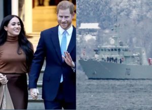 Mansão de Harry e Meghan Markle é protegida por um navio (Foto: Getty Images e Backgrid)