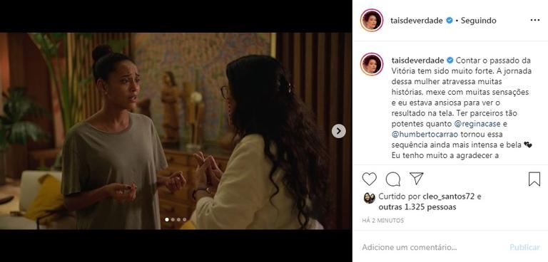 Taís Araujo agradece sua participação na novela Amor de Mãe (Foto: Instagram)