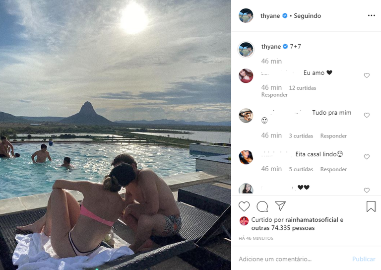 Thyane Dantas compartilha clique dando beijão em Safadão (Foto: Instagram)