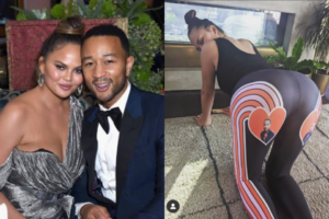 Chrissy Teigen exibe calça inusitada que homenageia o marido, John Legend e leva web ao delírio (Foto: Reprodução)